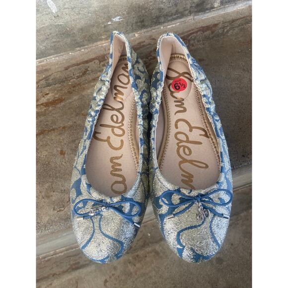 Sam Edelman Shoes - Sam Edelman Felicia blue and gold ballet flats